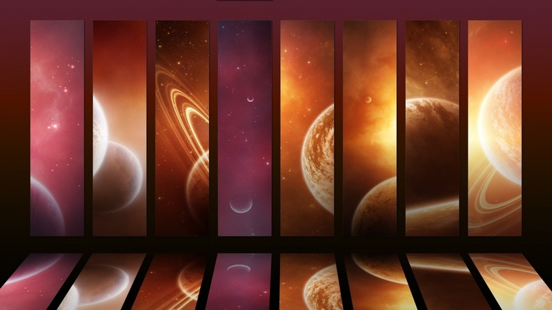 1080P, Space, hd, skies, galaxies, art, red, planets, universe, universum