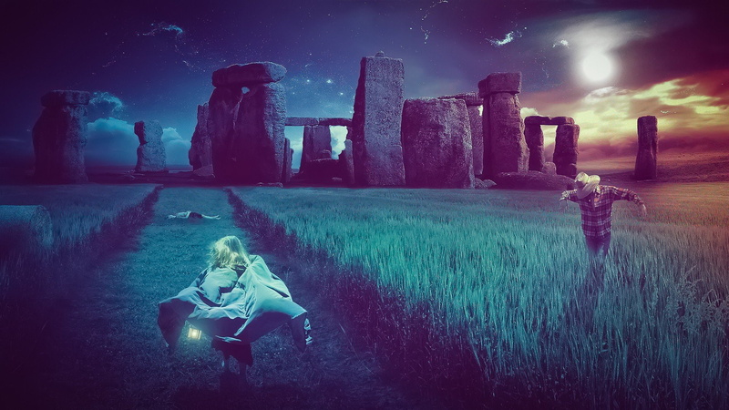 grass, dark, outer, plains, stonehenge, skies, sky, night, 1080P, space