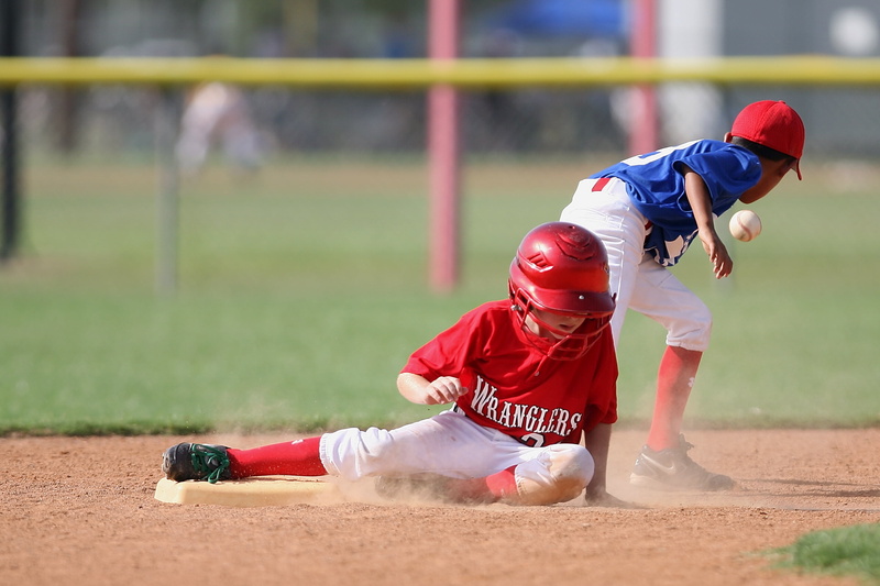 headwear, motion, baseball, dirt, childhood, men, play, youth, males, helmet, sports uniform, playing, boy, second, 2K, little league, little, red, base