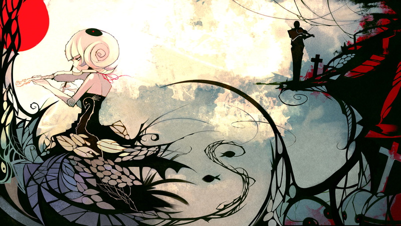 artwork, violin, 720P, Nano Mortis, cross