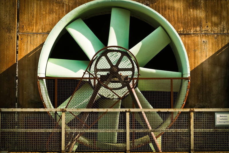 industrial heritage, duisburg, circle, low angle view, factory building, basketball - sport, basketball hoop, exhaust fan, green color, building, architecture