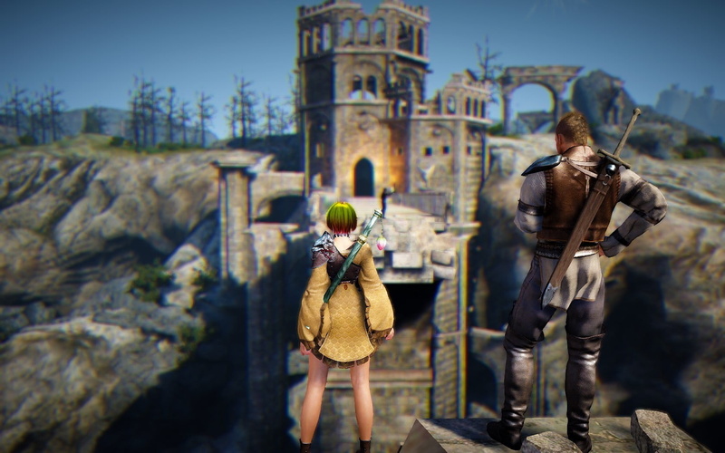 history, jacket, travel, black desert online, RPG, nature, 720P, adult, people, two people, pants, leisure activity, real people, building exterior, figurine