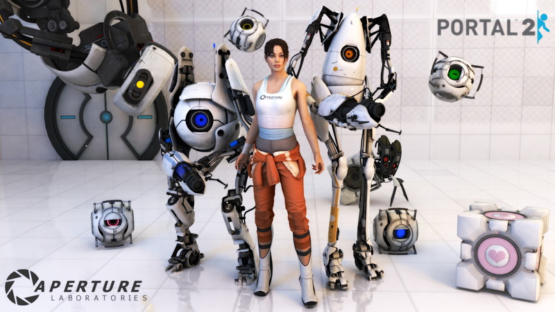 front view, robot, cyborg, machinery, Wheatley (Portal), lifestyles, Portal (Video Game), young adult, one person, standing, full length, tiled floor, indoors
