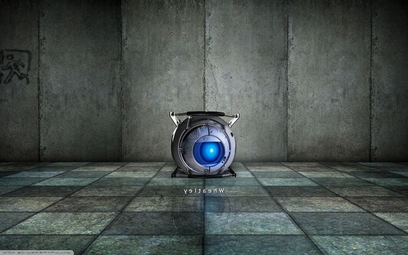 sphere, architecture, Valve, video games, single object, tiled floor, no people, dirty, day, built structure, Valve Corporation, blue, robot, Aperture Laboratories
