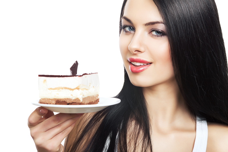 indoors, piece, long hair, snack, white, gourmet, fruit, food, females, sweet Food, smiling, studio Shot, temptation, freshness, sliced, unhealthy Eating