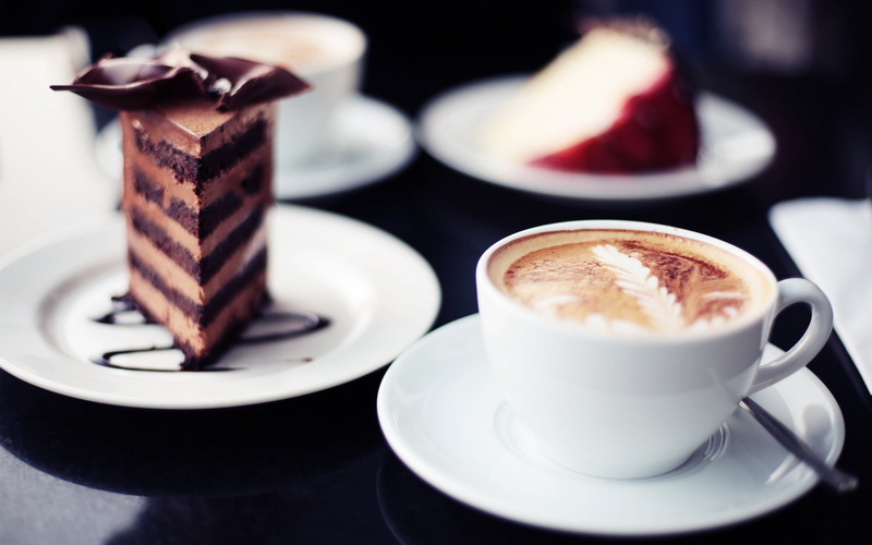 saucer, latte, a piece of cake, cappuccino, sweets, full screen, still life, indulgence, coffee - drink, freshness, coffee cup, cup, no people