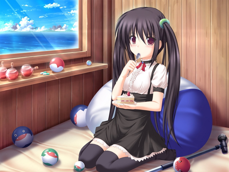anime, kageira, girl, one person, haired, girls, front view, sitting, technology, table, real people, females, kooh, indoors, piece of cake, women, home interior