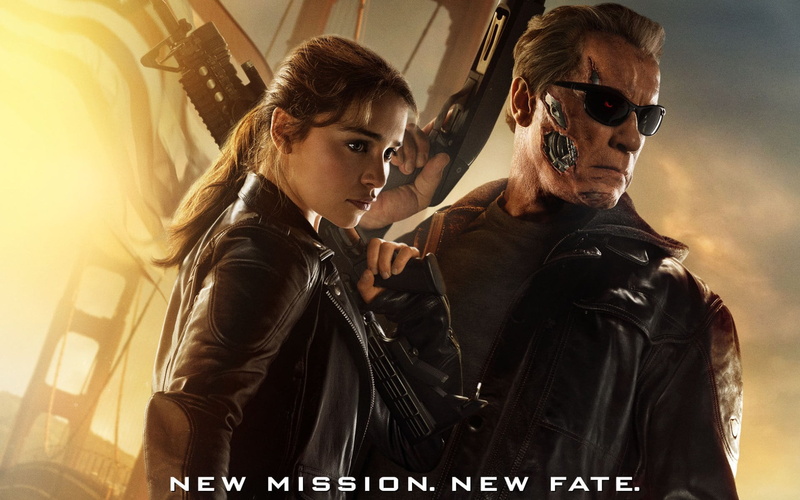Movies, waist up, real people, young women, new, 1080P, jacket, terminator, 2015, adult, glasses, people, leather jacket, young men, two people, sunglasses
