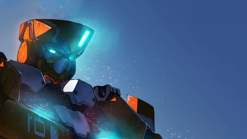 night, lighting equipment, technology, copy space, outdoors, mech, low angle view, anime, glowing, safety, blue, illuminated, green color, nature, security