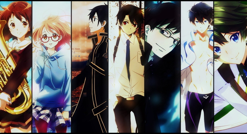 Inaho Kaizuka, Mirai Kuriyama, Sword Art Online, Sound! Euphonium, Kirito (Sword Art Online), Free!, Aldnoah.Zero, Yukio Okumura, Myriad Colors Phantom World