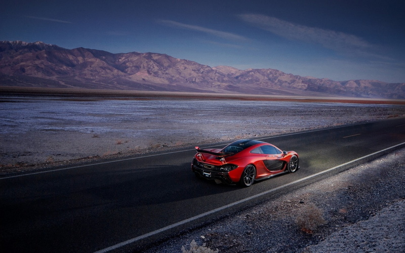 McLaren P1, mountain, on the move, scenics - nature, mountain range, remote, land vehicle, nature, road, water, transportation, day, mode of transportation