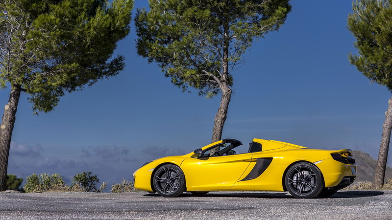 car, vehicle, trees, McLaren, McLaren MC4-12C, 1080P, yellow cars
