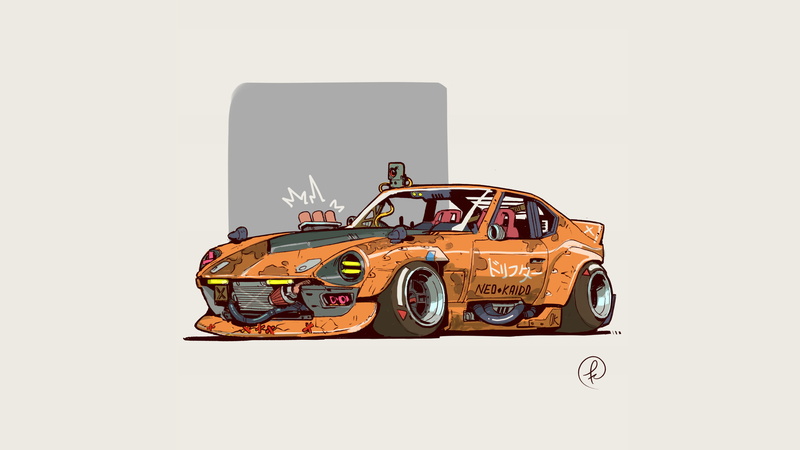 2K, car, colorful, custom-made, concept art, artwork