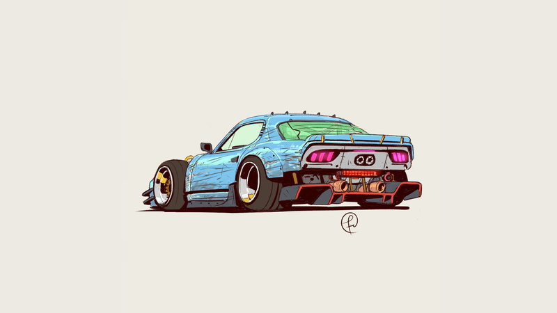custom-made, colorful, concept art, 2K, car, artwork