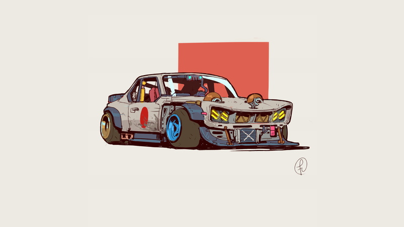 custom-made, artwork, 2K, car, colorful, concept art