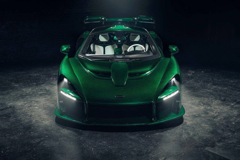 Senna, McLaren, 2018, 4K, supercar, Fux Green, front view, MSO