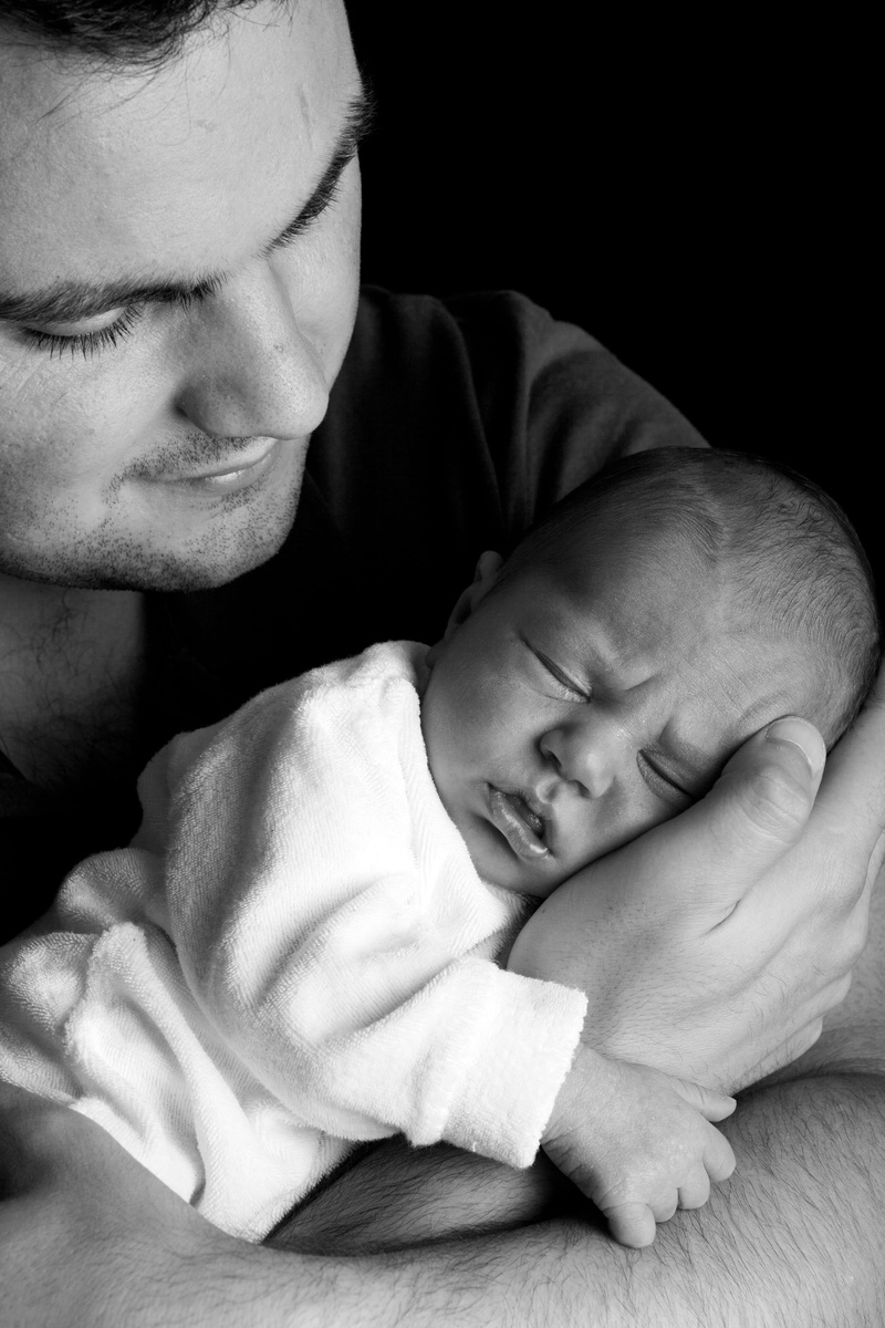 childhood, real people, cute, baby, dad, togetherness, love, son, man, child, father, parent, men, black-and-white, infant, young, positive emotion, life