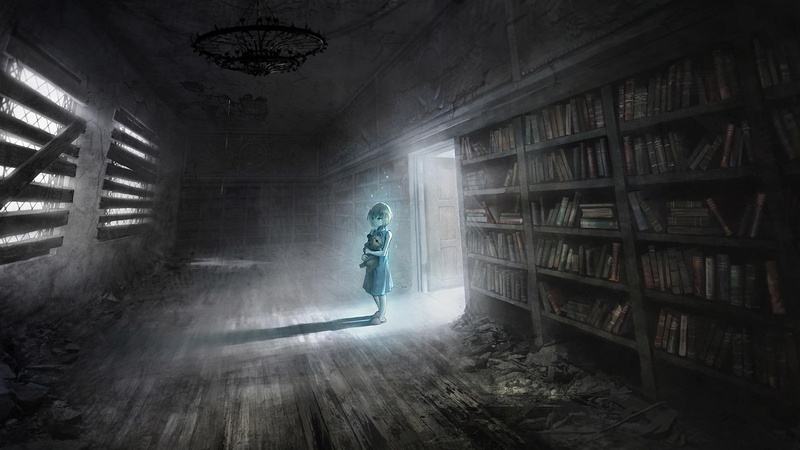 bookshelves, anime, brown, woman, library, 1920x1080, abandoned, book, 1080P, girl