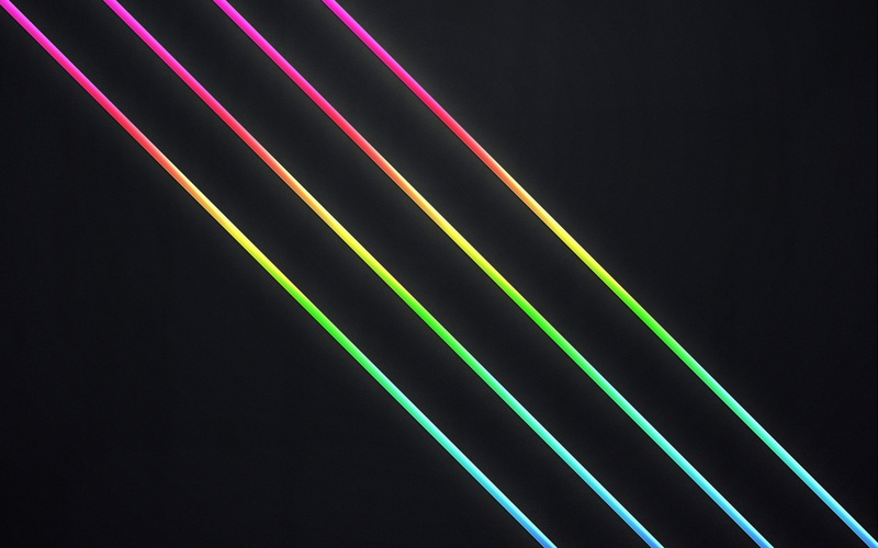 1080P, striped, multi colored, illuminated, indoors, pattern, studio shot, black background, close-up, lighting equipment, lines, futuristic, science
