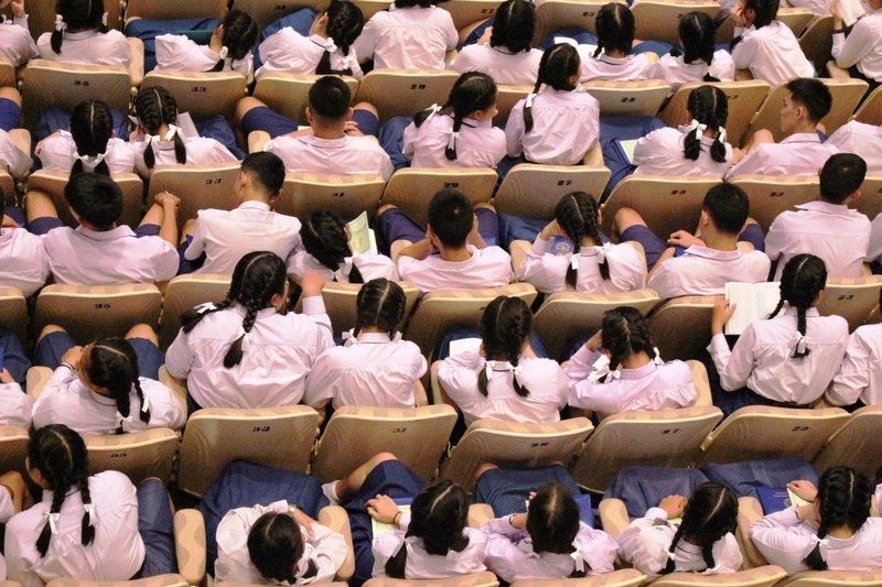 classroom, thailand, uniform, side by side, thai, college, spectator, university, theater, asian, high, teenagers, school, lesson, learning, crowd, students