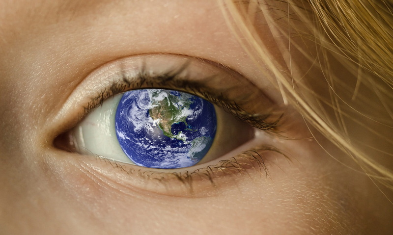 the globe, extreme close-up, eyesight, eyelash, care, body part, 1080P, woman, looking, blue, space, globe, vista, human body part, environmental conservation