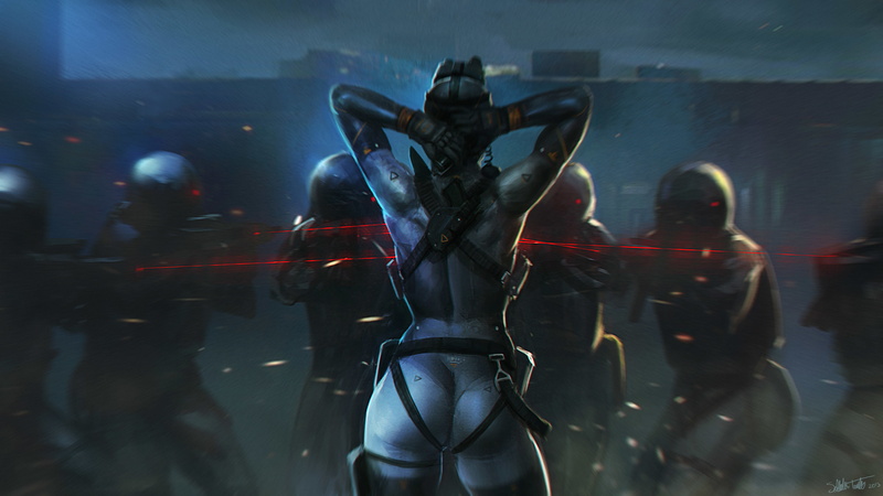 woman, people, day, sight, science, rear view, art, mode of transportation, laser, glass - material, sculpture, soldiers, street, futuristic, architecture