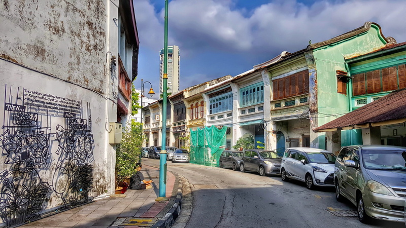 landscape, blue, daytime, asia, malaysia, built structure, tou, komtar, buildings, evening, old, bridge, aerial, street, sky, tropical, parked, urban, george