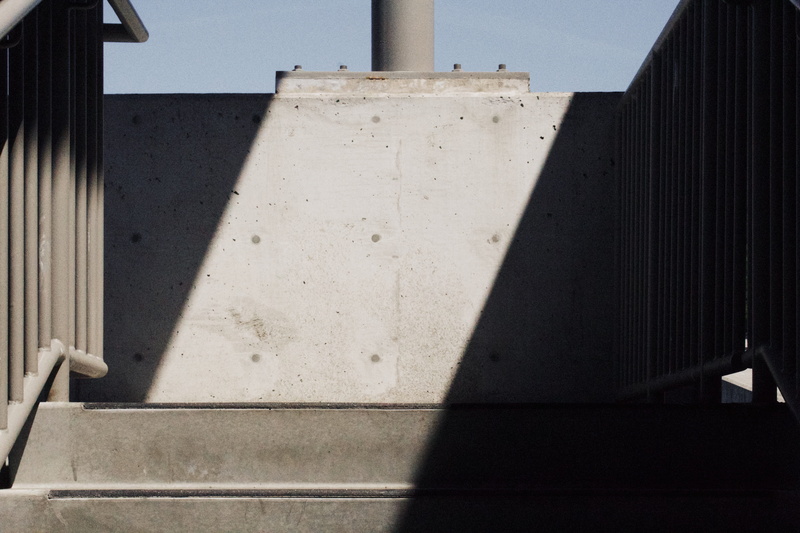 urban, grey, direction, outdoors, angle, baluster, step, structure, stair, city, focus on shadow, no people, staircase, photography, 5K, photograph, railing