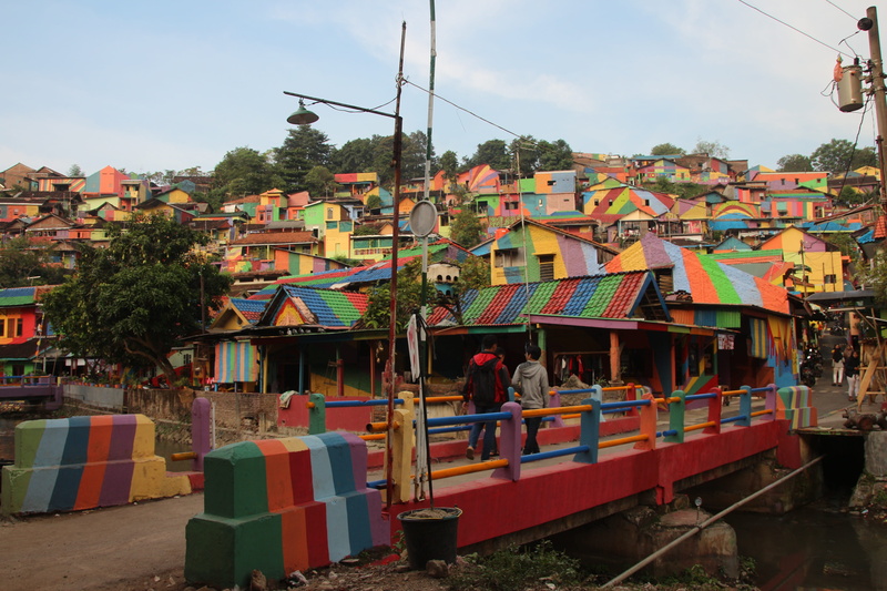 group of people, village, nature, building, flag, building exterior, transportation, men, java, rainbow village semarang, built structure, asia, day, real people