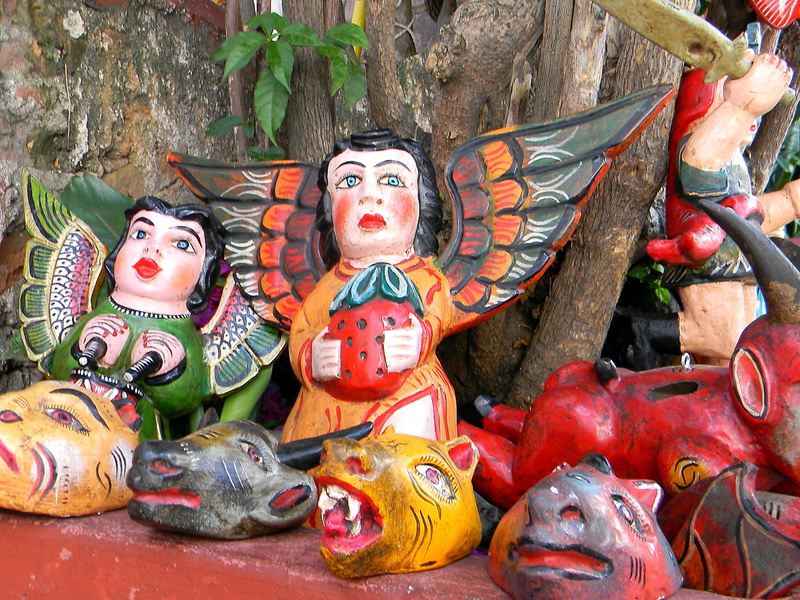 colors, Handcraft, art and craft, ornamental, Mask, human representation, sculpture, belief, Angel, market, male likeness, no people, grunge, town, handmade
