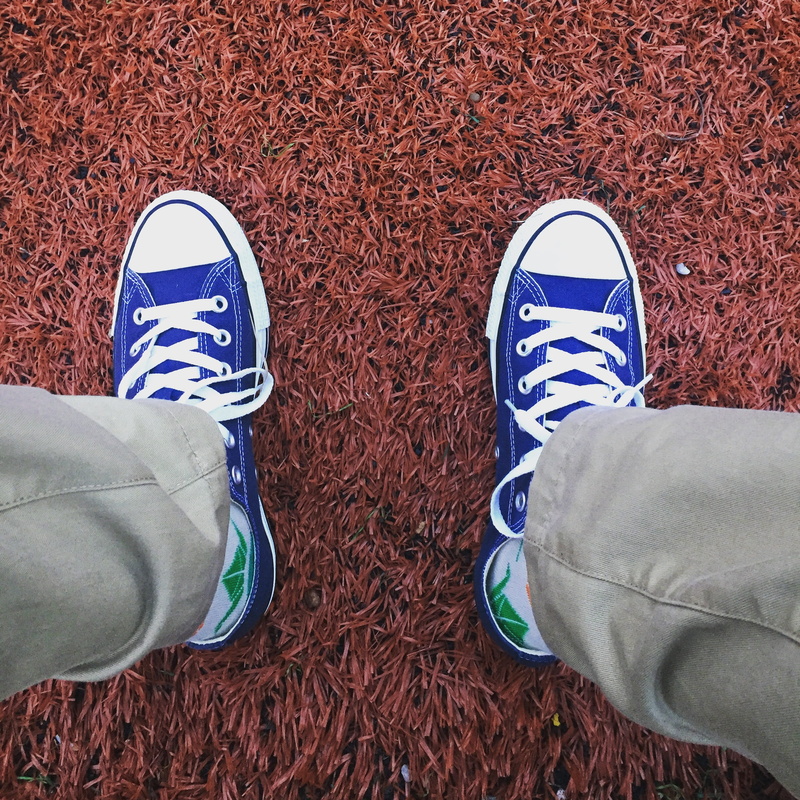ground, skate, canva, wearing, white, grass, footwear, skateboard, standing, khaki, shock, funky, low, converse, feet, shoe, lifestyles, brown, clothing