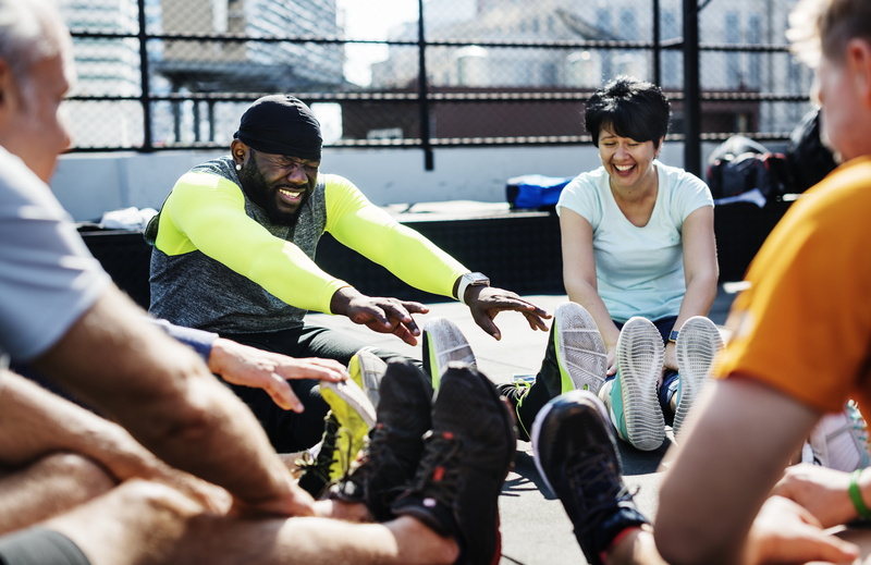 athletes, aged, bootcamp, american, determination, coach, outdoors, men, african descent, young adult, sitting, males, happiness, group of people, young men