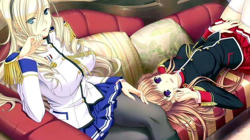 long hair, Walkure Romanze, anime girls, anime, Celia Cumani Aintree, Noel Marres Ascot, 1080P, blonde, looking at viewer, school uniform