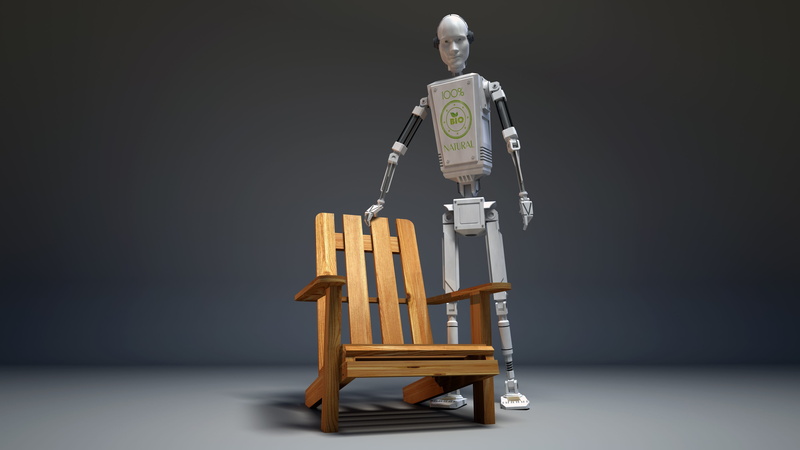wood, gray, Robot, Droid, 3D, backdrop, brown, background, black background, representation, 4K, installation, standing, male likeness, colored background