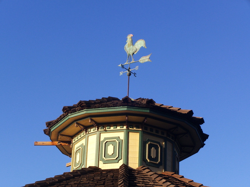 copy space, animal representation, no people, clear sky, blue, the past, compass, Weathervane, guidance, windsock, low angle view, anemometer, wind direction