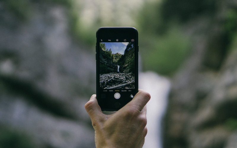 person, woods, photographer, iphone, using, phone, wireless technology, cell phone, hold, portable information device, black, tech, computer, close-up
