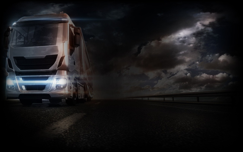 car, Euro Truck Simulator 2, nature, motor vehicle, night, travel, storm, street, headlight, city, land vehicle, mode of transportation, no people, transportation