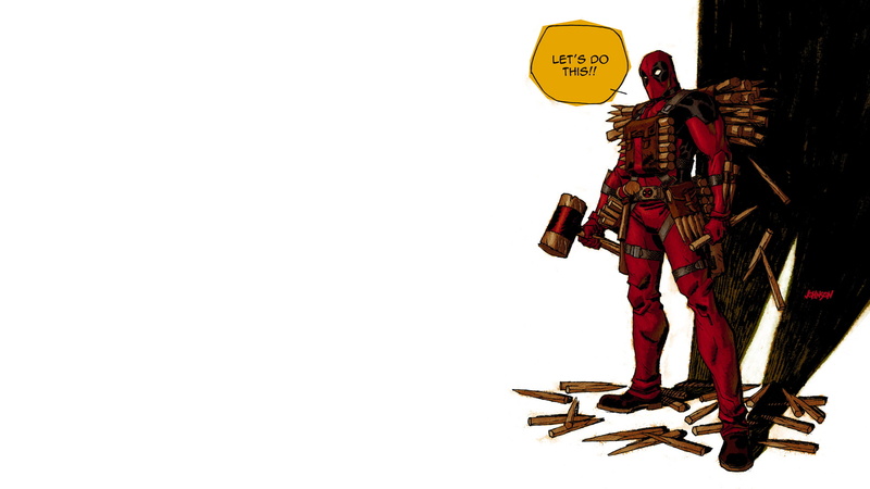 cartoon/comic, stakes, deadpool, hd, 1080P, white