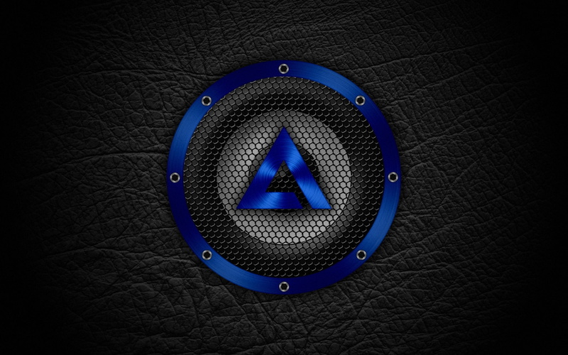 Hi-Tech, indoors, close-up, circle, wall - building feature, Minimalism, security, AIMP, 1080P, blue, black, text, no people, sign, protection, symbol