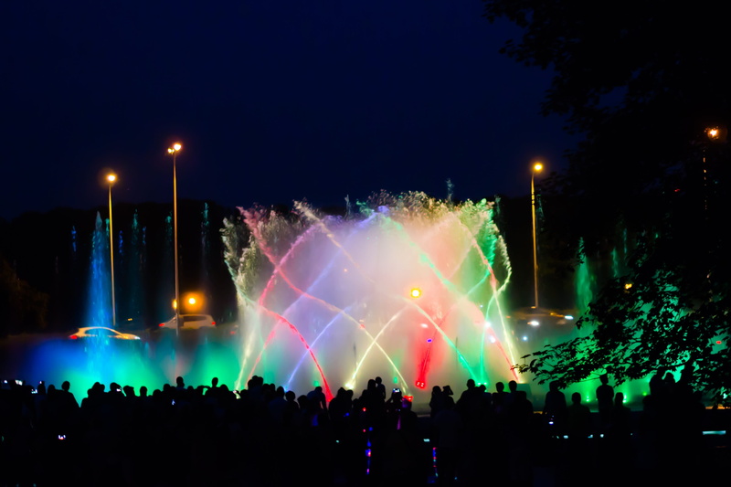 crowd, the old town, night, festival, stream of water, 2K, Warsaw, music, People, summer, lighting equipment, arts culture and entertainment, watching