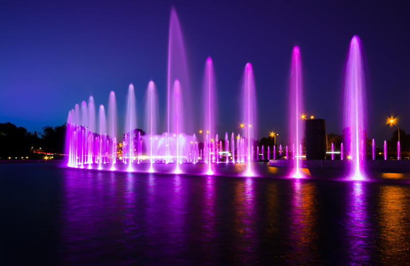 skyscraper, musical, illuminated, purple, evening, stage, luminance, light, night, europe, nature, stream, show, music, multi colored, exposure, architecture