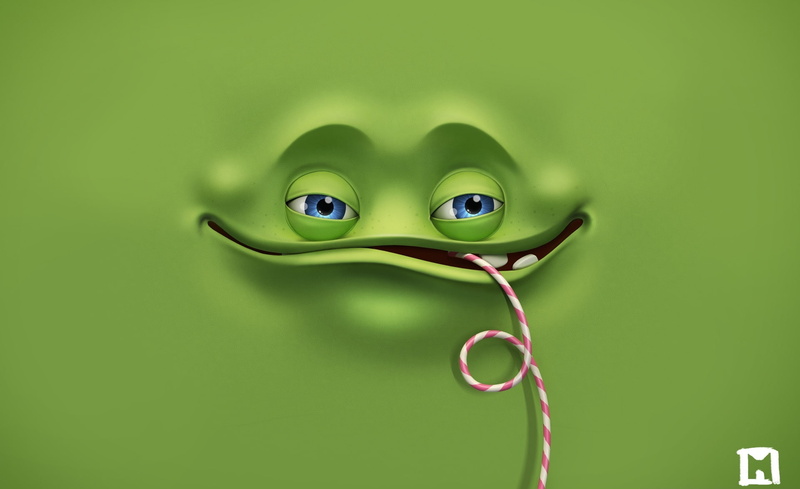 copy space, face, green, monster, no people, eye, simplicity, cut out, indoors, illuminated, Funny, single object, green background, 1080P