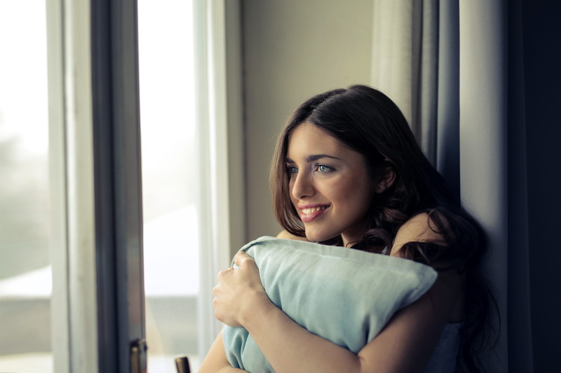 brunette, beautiful woman, beauty, portrait, indoors, black hair, woman, home interior, 2K, emotion, long hair, one person, lifestyles, window, young adult