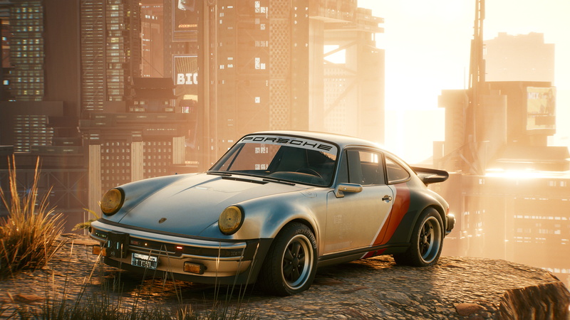 Cyberpunk 2077, car, 4K, 4K, city, 911 II (930) Turbo, Porsche