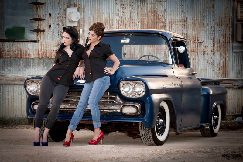 couple - relationship, shirt, vintage car, motor vehicle, car, Chevrolet, women with cars, blue cars, adult, beautiful woman, togetherness, full length