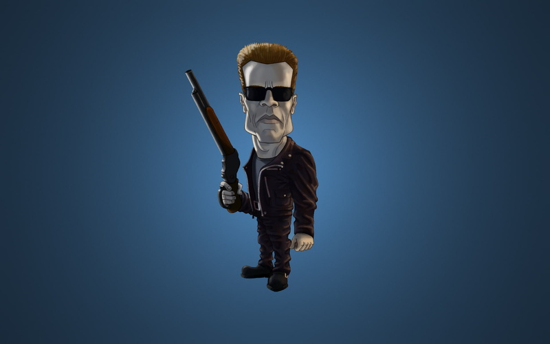 Cartoon, Sunglasses, Arnold Schwarzenegger, Terminator, Shotgun, Terminator 2: Judgment Day, 1080P