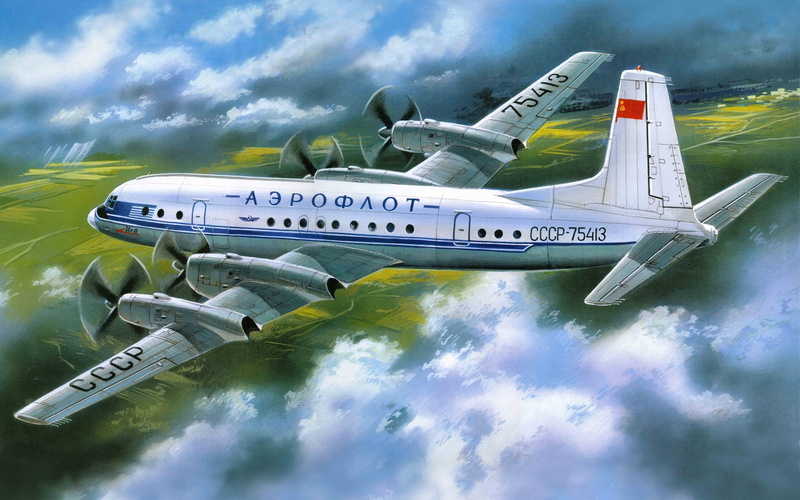 art, 1080P, ilyushin, aircraft, ll 18, passenger, aeroflot