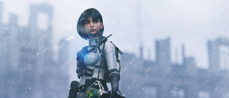 ArtStation, Lou LL, science fiction women, 2K, science fiction, artwork, digital art, dark hair