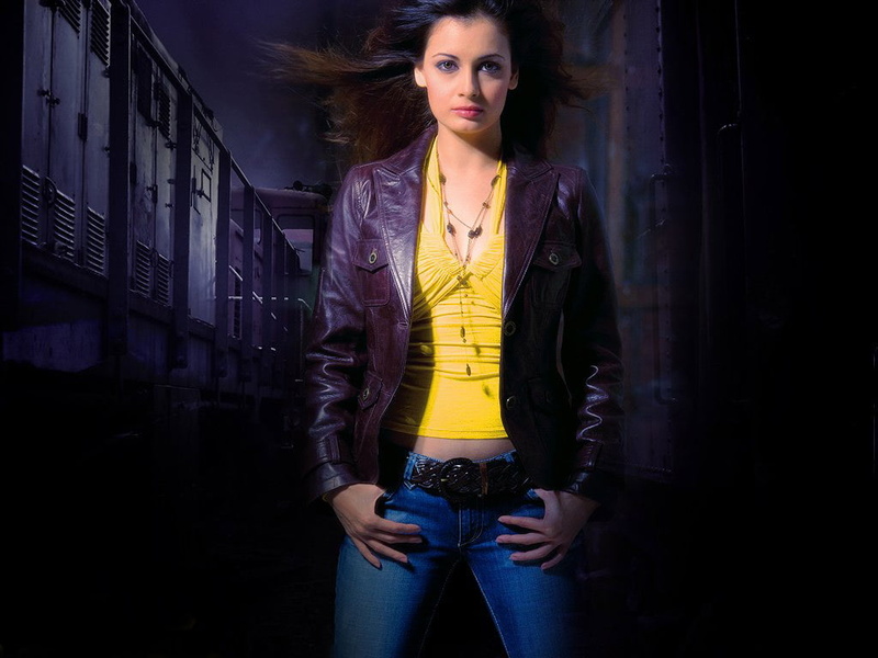 one person, Diya Mirza, adult, clothing, action, hair, leather, 480P, diya, front view, three quarter length, young women, tank, casual clothing, jacket
