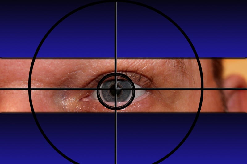 crime, close-up, crime scene, studio shot, glasses, adult, eyeglasses, human face, crosshair, human eye, eye, sniper, circle, person, blue, body part, one person
